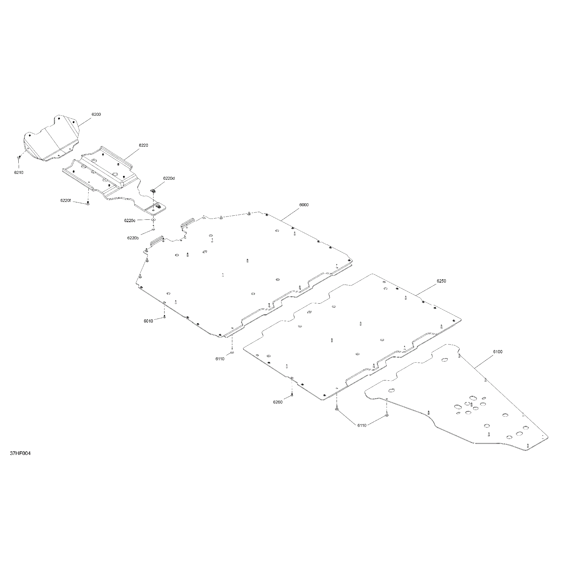 An Image of a Genuine Can-Am Parts Schematic Diagram showing the schematic - BODY - SKID PLATE