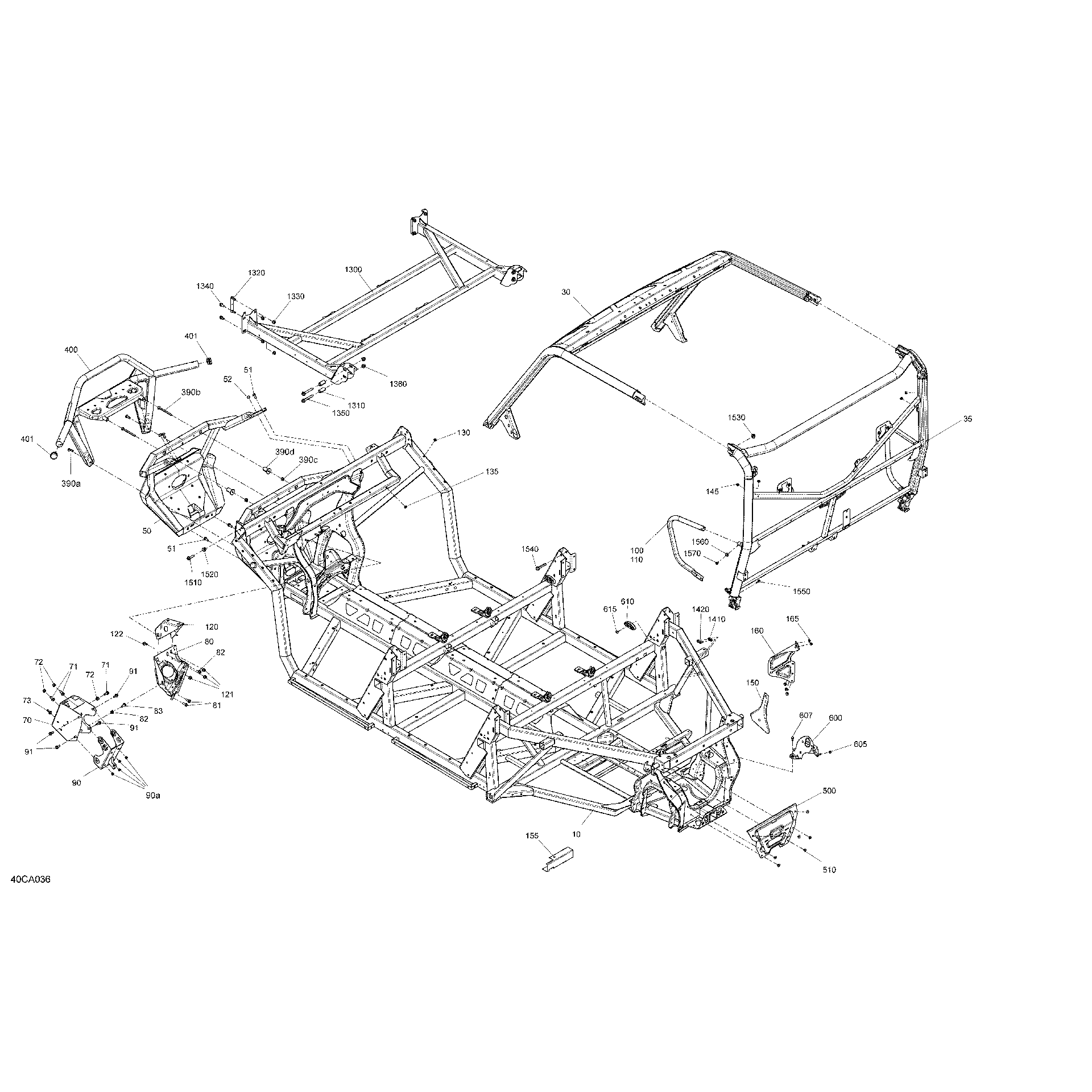 An Image of a Genuine Can-Am Parts Schematic Diagram showing the schematic - FRAME - SYSTEM