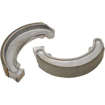 Two semi-circular Honda Brake Shoes by Vesrah, featuring metallic construction and sintered metal pads, are positioned side by side on a plain white background.