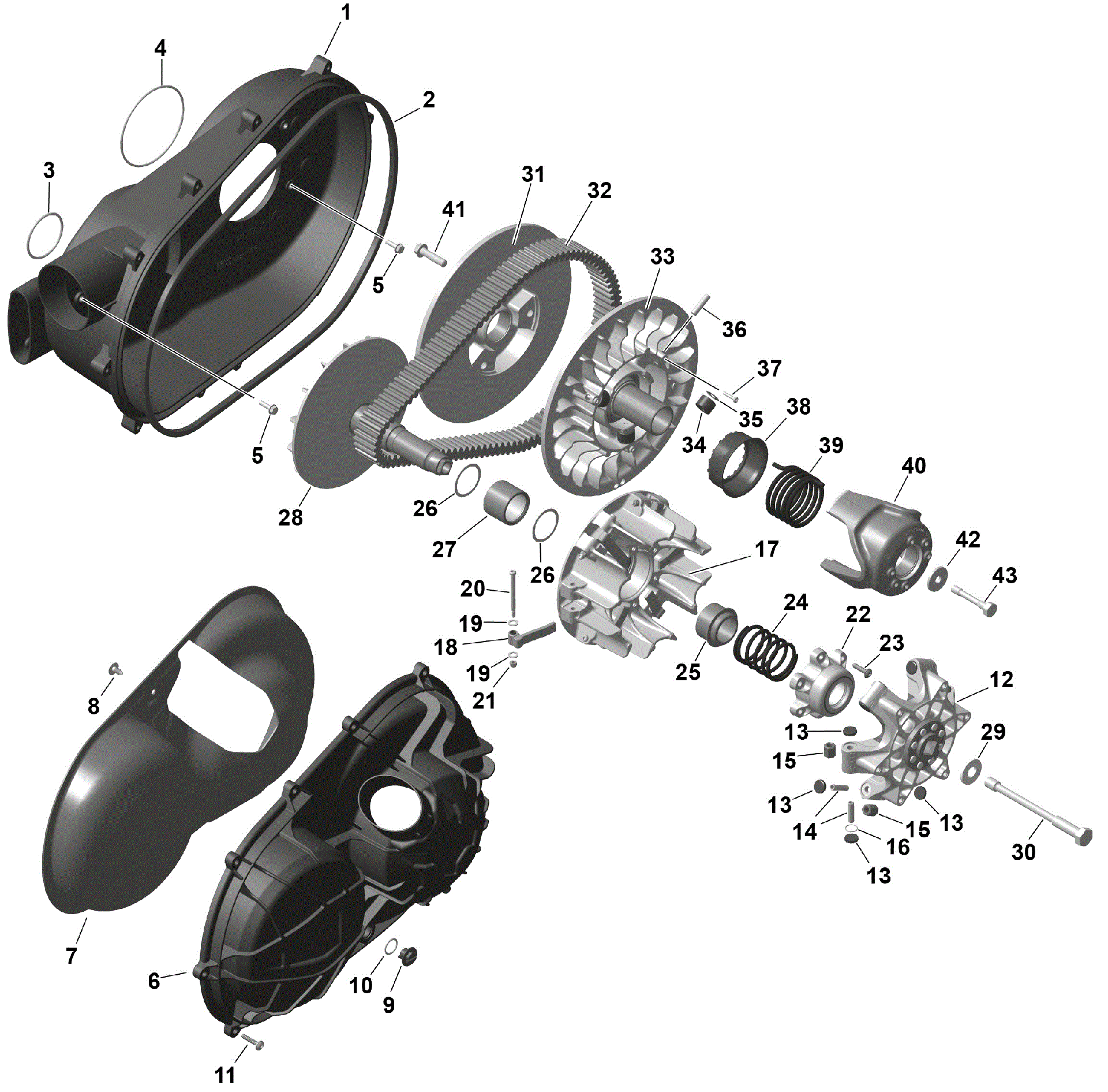 An Image of a Genuine Can-Am Parts Schematic Diagram showing the schematic - ROTAX - CVT