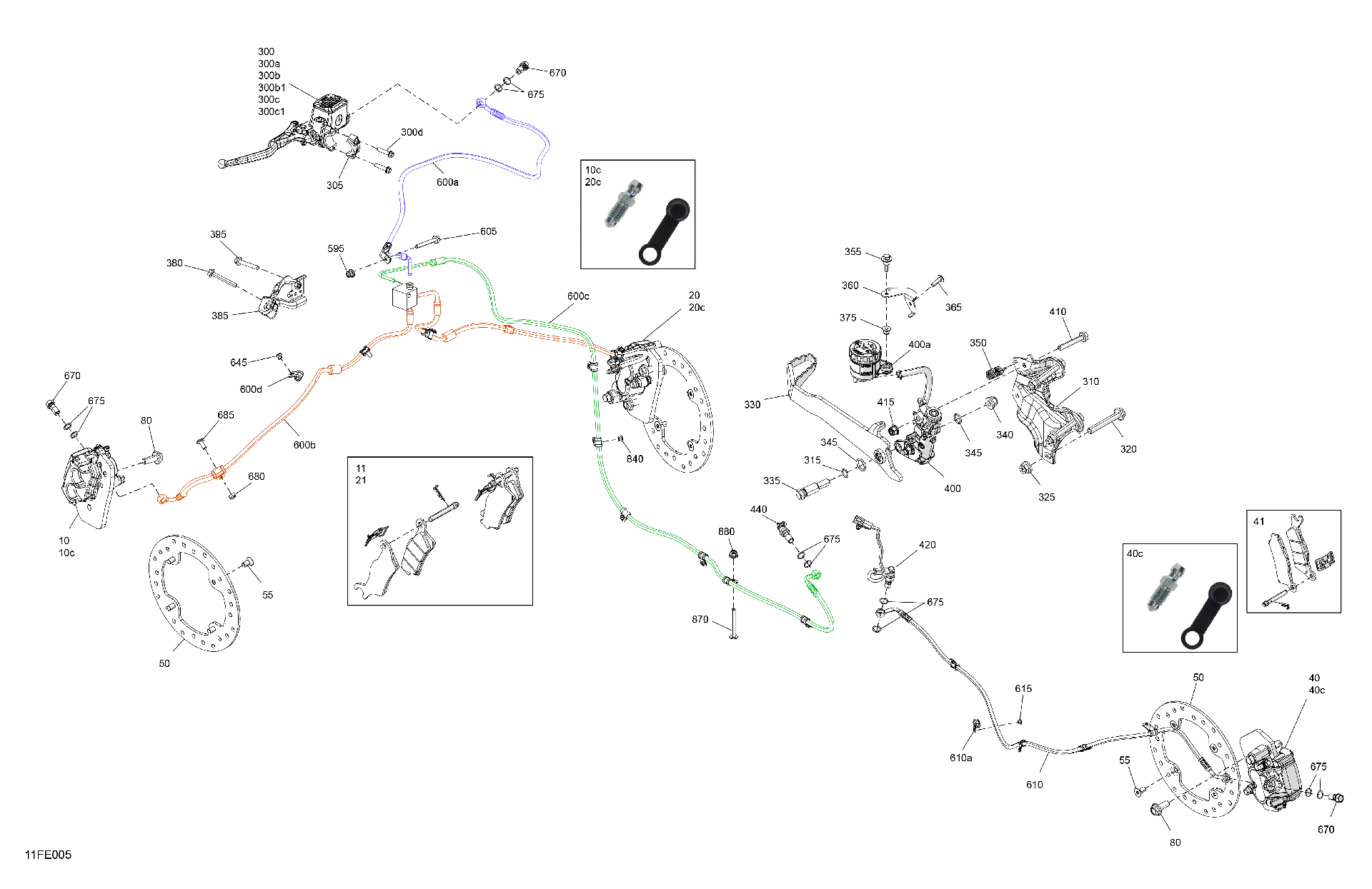 An Image of a Genuine Can-Am Parts Schematic Diagram showing the schematic - MECHANIC - BRAKE SYSTEM