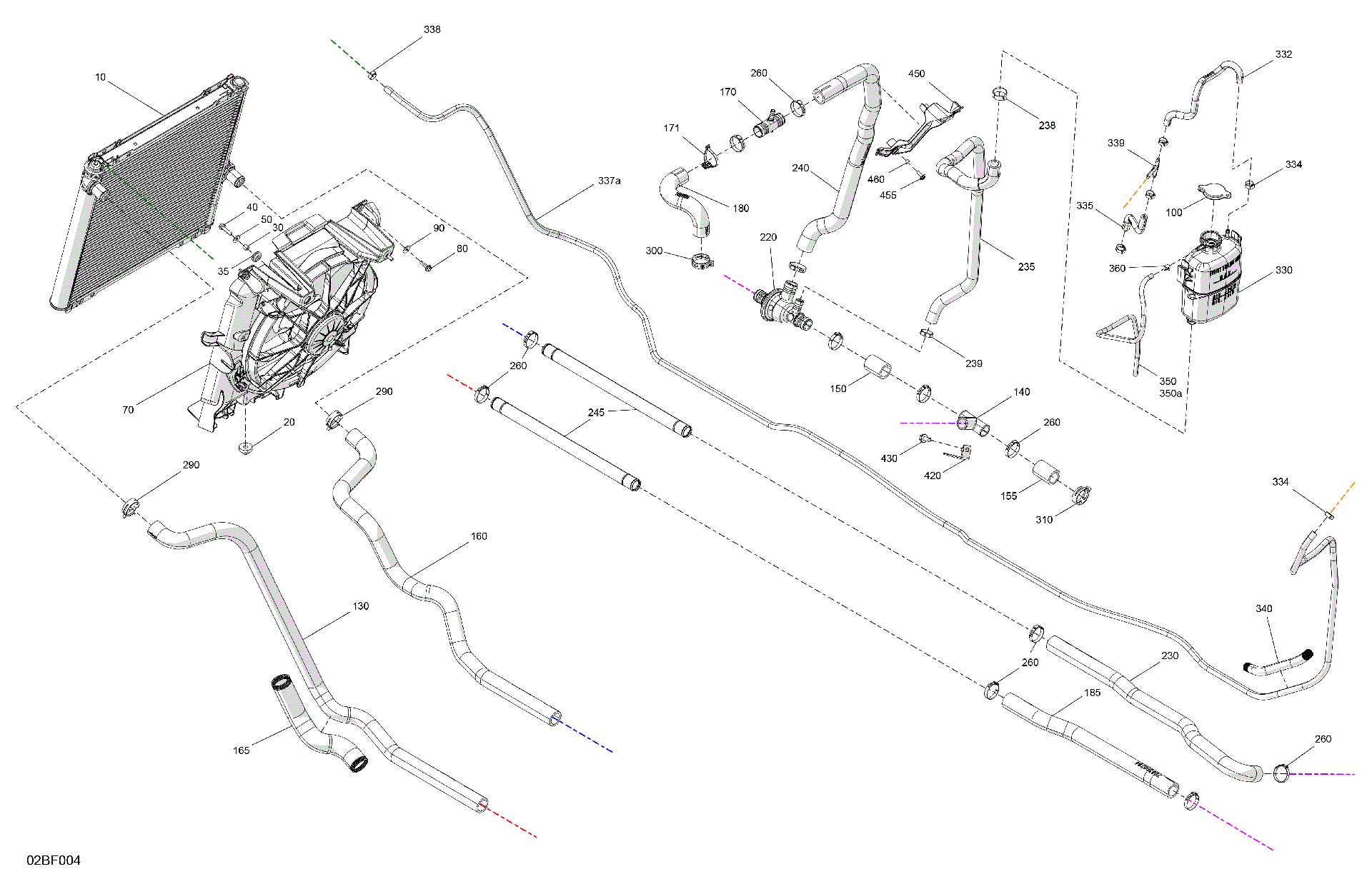 An Image of a Genuine Can-Am Parts Schematic Diagram showing the schematic - ENGINE - COOLING