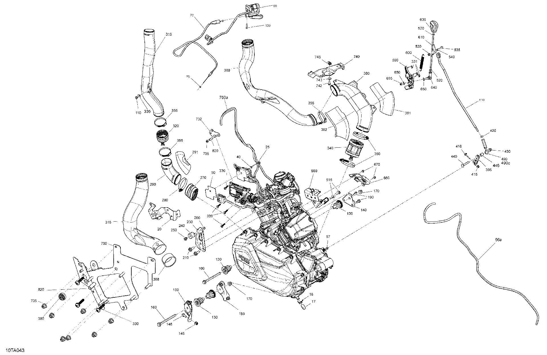 An Image of a Genuine Can-Am Parts Schematic Diagram showing the schematic - ENGINE - SYSTEM