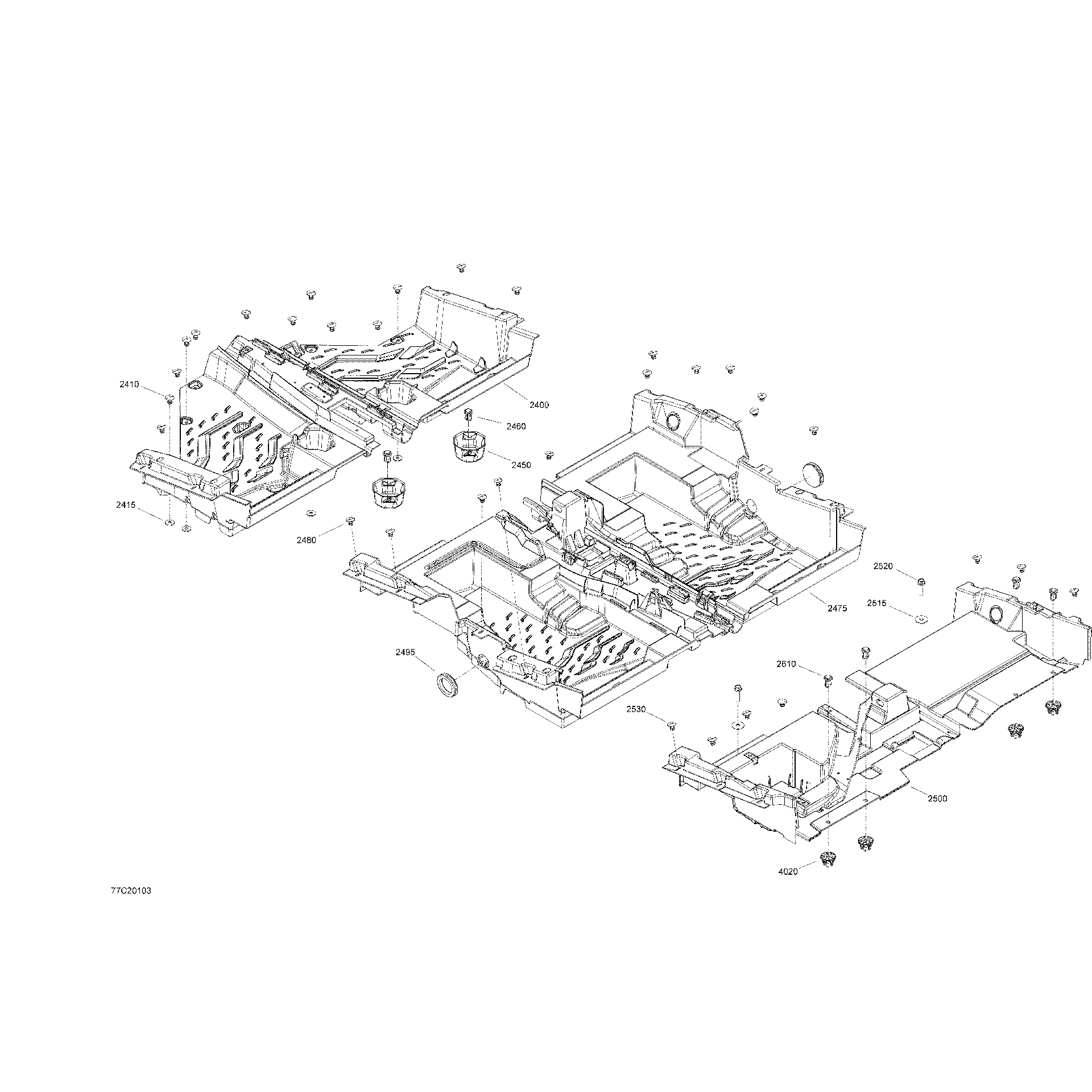 An Image of a Genuine Can-Am Parts Schematic Diagram showing the schematic - CAB INTERIOR - FLOOR SECTION