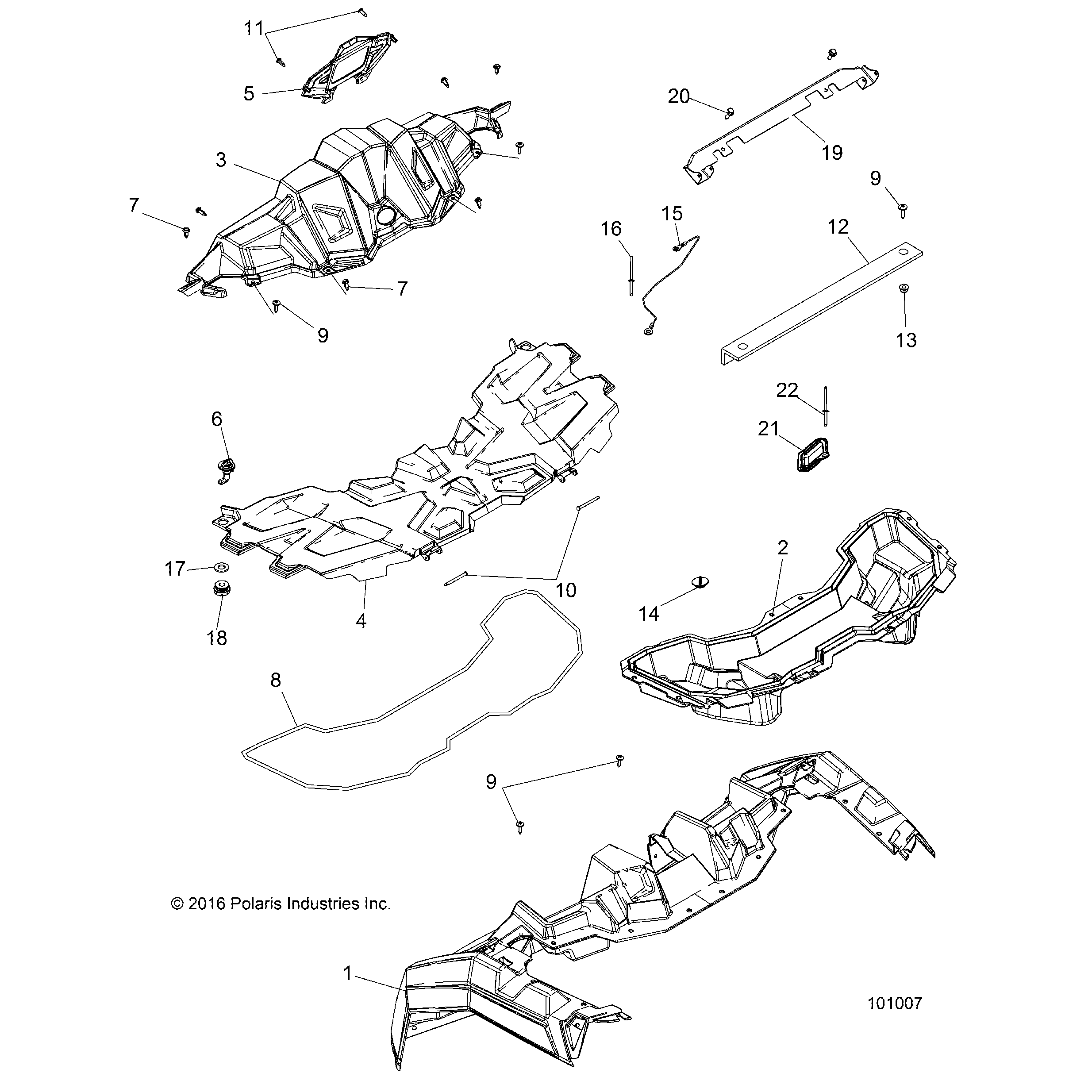 An Image of a Genuine Polaris Parts Schematic Diagram showing the schematic - BODY: HOOD AND FRONT BODY WORK - 2017 POLARIS ACE 500 SOHC