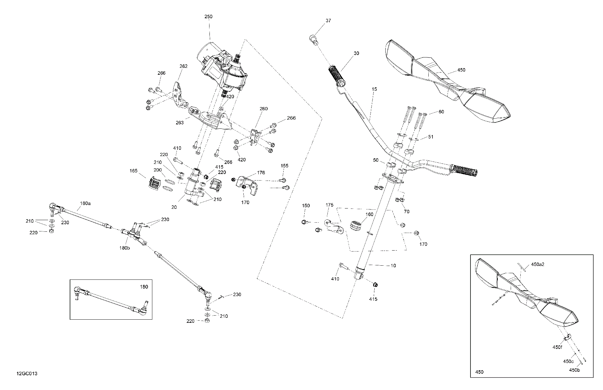 An Image of a Genuine Can-Am Parts Schematic Diagram showing the schematic - MECHANIC - STEERING