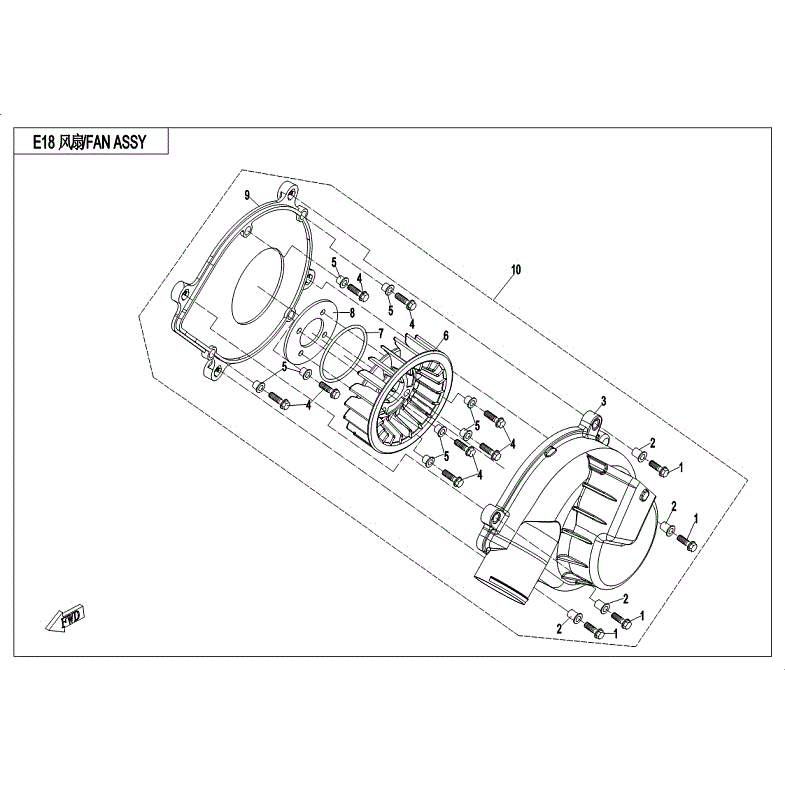 An Image of a Genuine CFMOTO Parts Schematic Diagram showing the schematic - FAN ASSY - 2018 CFMOTO ZFORCE 1000