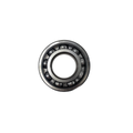 Silver metal ball bearing with visible steel balls evenly spaced inside a circular outer ring.