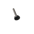Metal pressure relief valve with a black rubber sealing tip and cylindrical shaft.