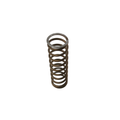 Metal compression spring coil with tightly wound circular loops in dark steel finish.