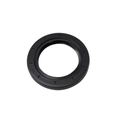 Black rubber oil seal with circular shape and ridged outer edge for automotive use.