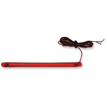 Flexible red LED strip light with 40 LEDs and attached black and red wiring.
