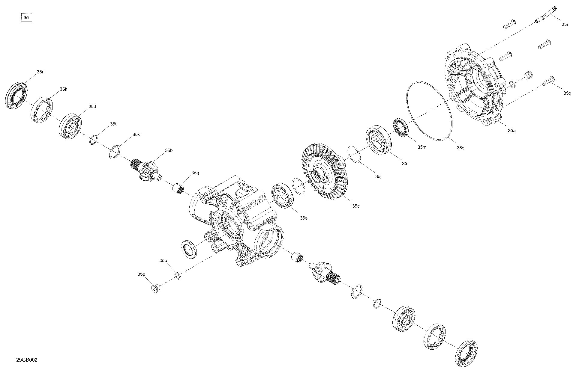 An Image of a Genuine Can-Am Parts Schematic Diagram showing the schematic - DRIVE - MIDDLE DRIVE UNIT