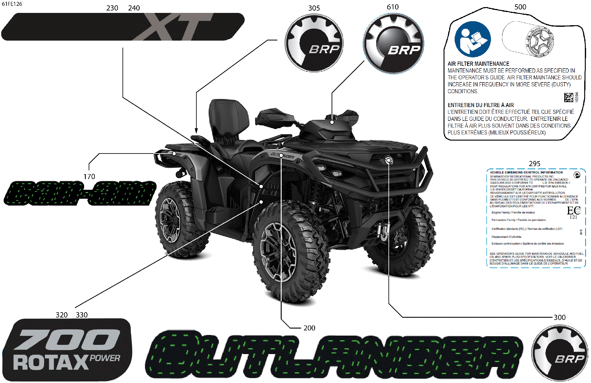 An Image of a Genuine Can-Am Parts Schematic Diagram showing the schematic - BODY - FEATURE DECALS