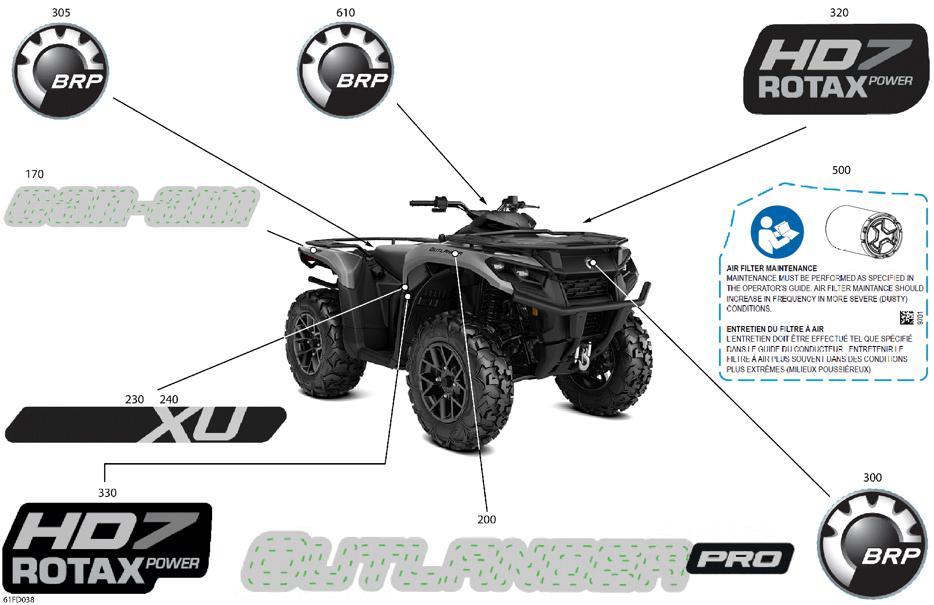 An Image of a Genuine Can-Am Parts Schematic Diagram showing the schematic - BODY - FEATURE DECALS