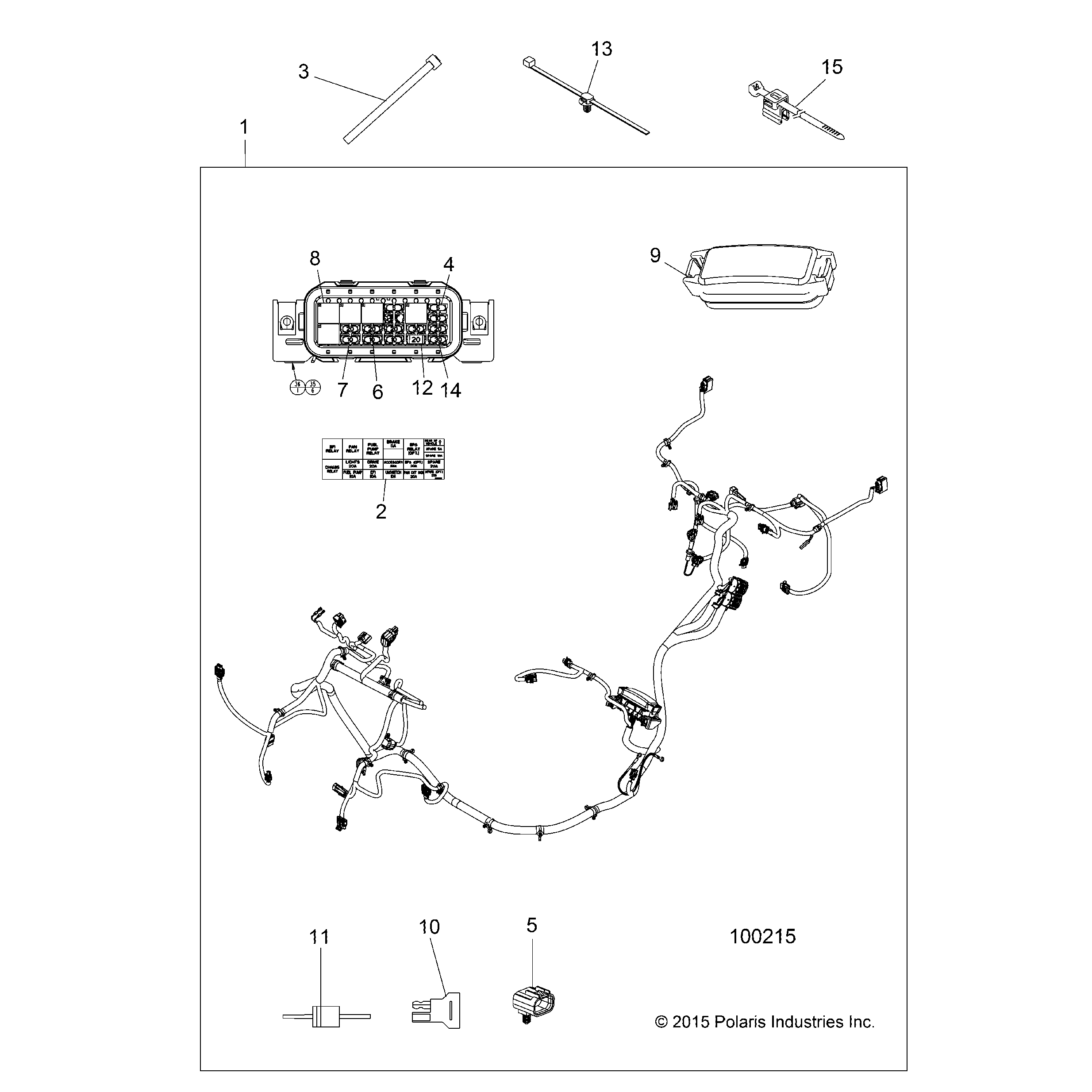 An Image of a Genuine Polaris Parts Schematic Diagram showing the schematic - ELECTRICAL: WIRE HARNESS - 2016 POLARIS ACE 900 EFI EPS