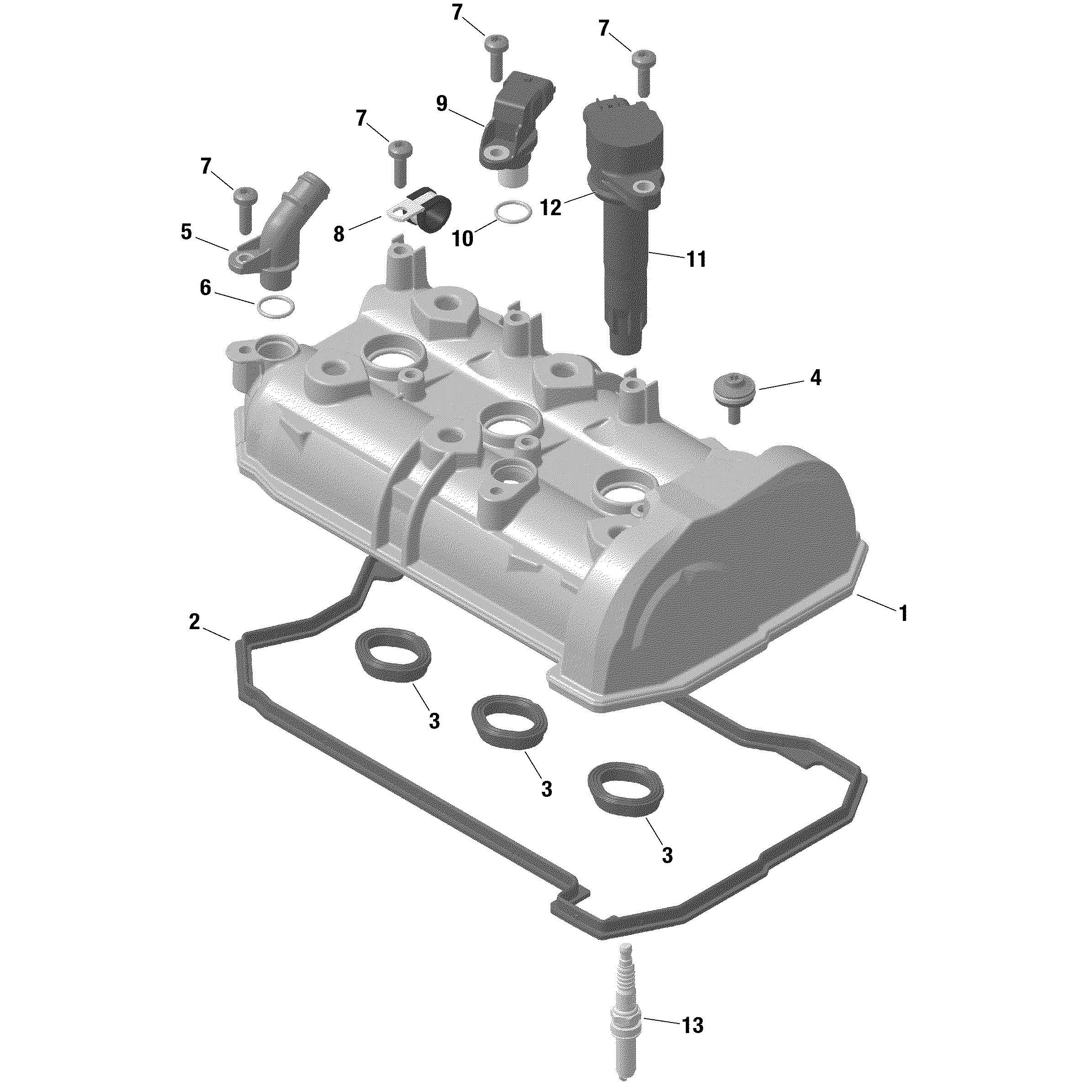 An Image of a Genuine Can-Am Parts Schematic Diagram showing the schematic - ROTAX - VALVE COVER