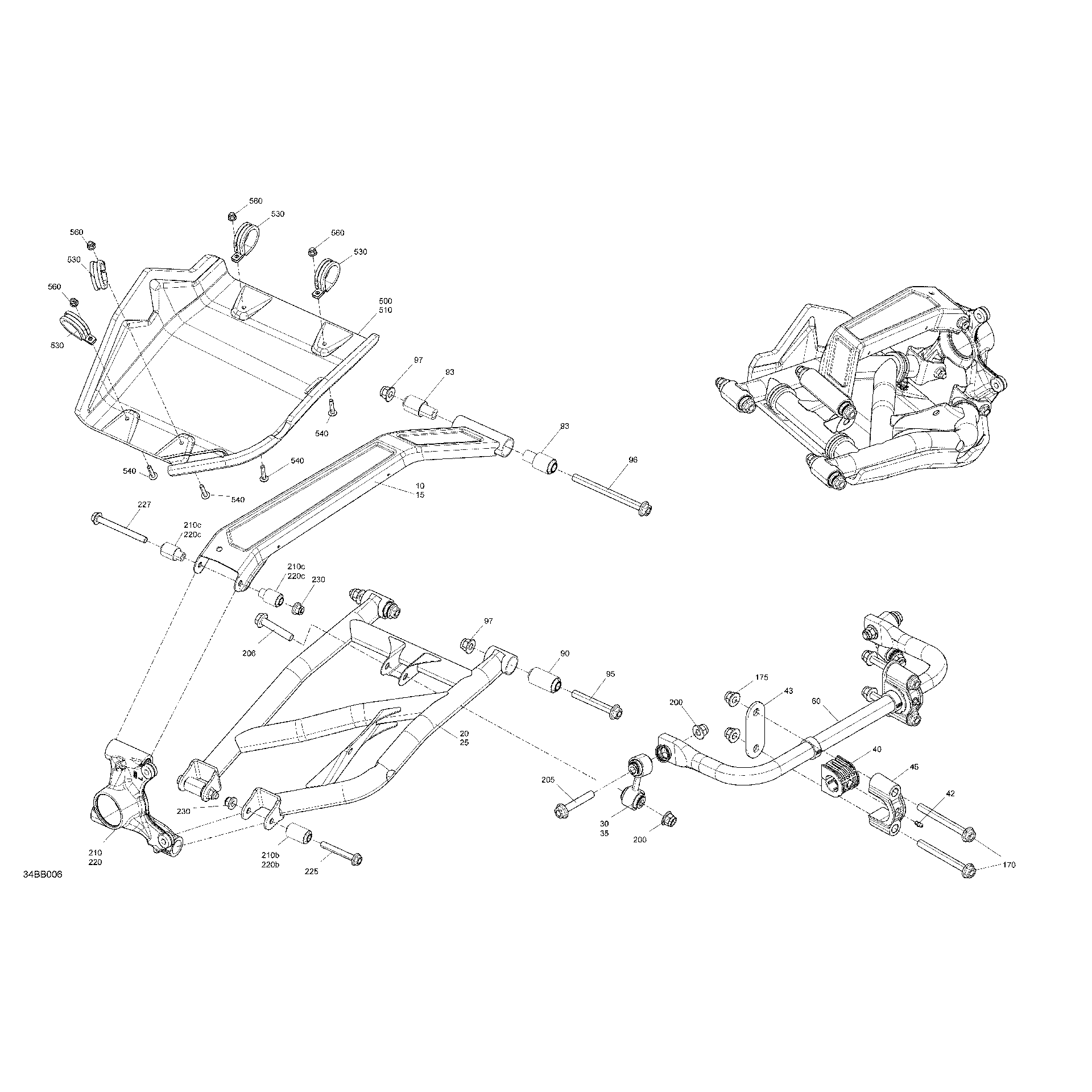 An Image of a Genuine Can-Am Parts Schematic Diagram showing the schematic - SUSPENSION - REAR COMPONENTS