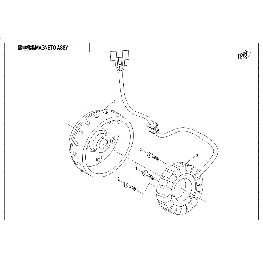 An Image of a Genuine CFMOTO Parts Schematic Diagram showing the schematic - MAGNETO STATOR ASSY (WITH EPS) - 2019 CFMOTO UFORCE 500