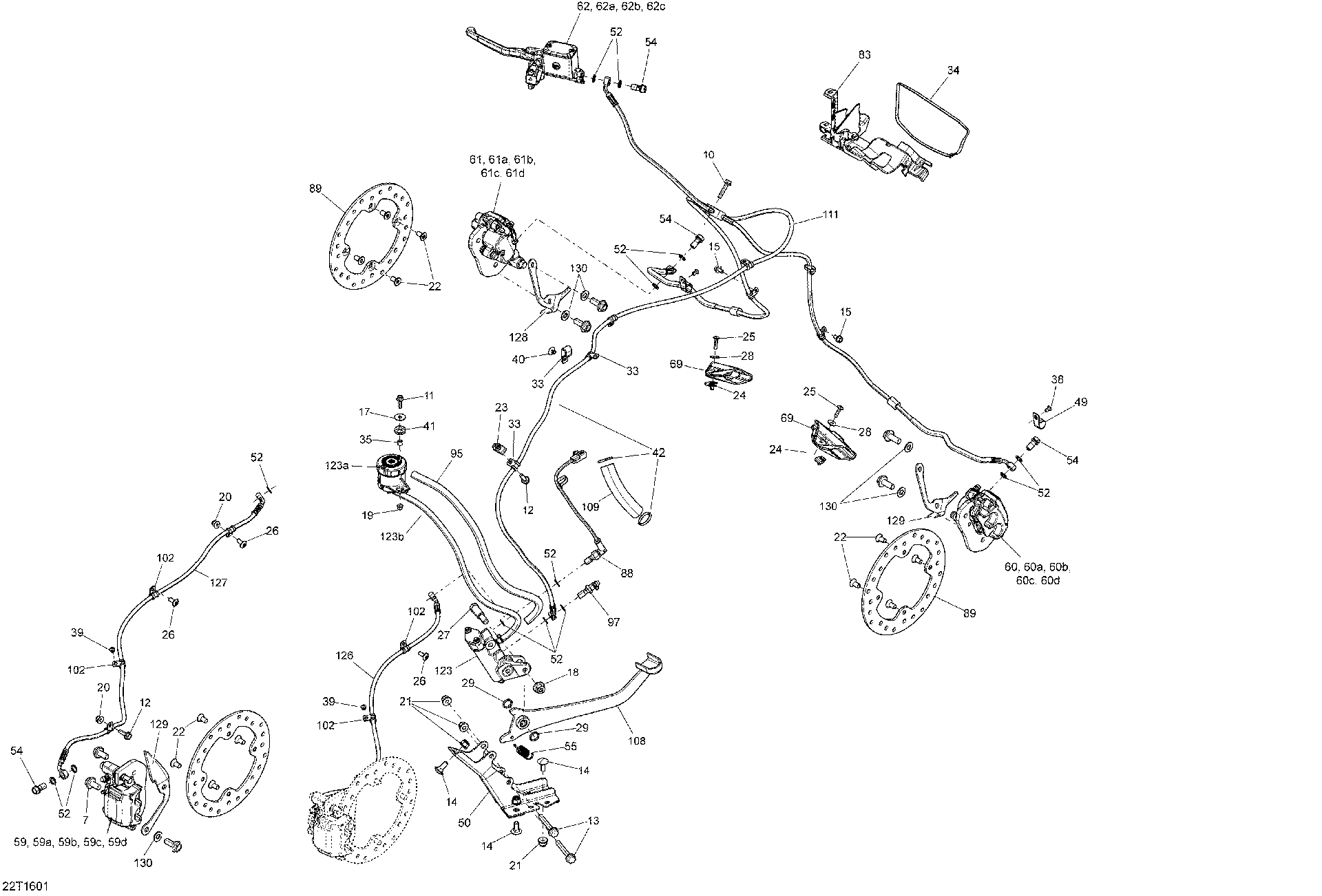 An Image of a Genuine Can-Am Parts Schematic Diagram showing the schematic - BRAKES -  