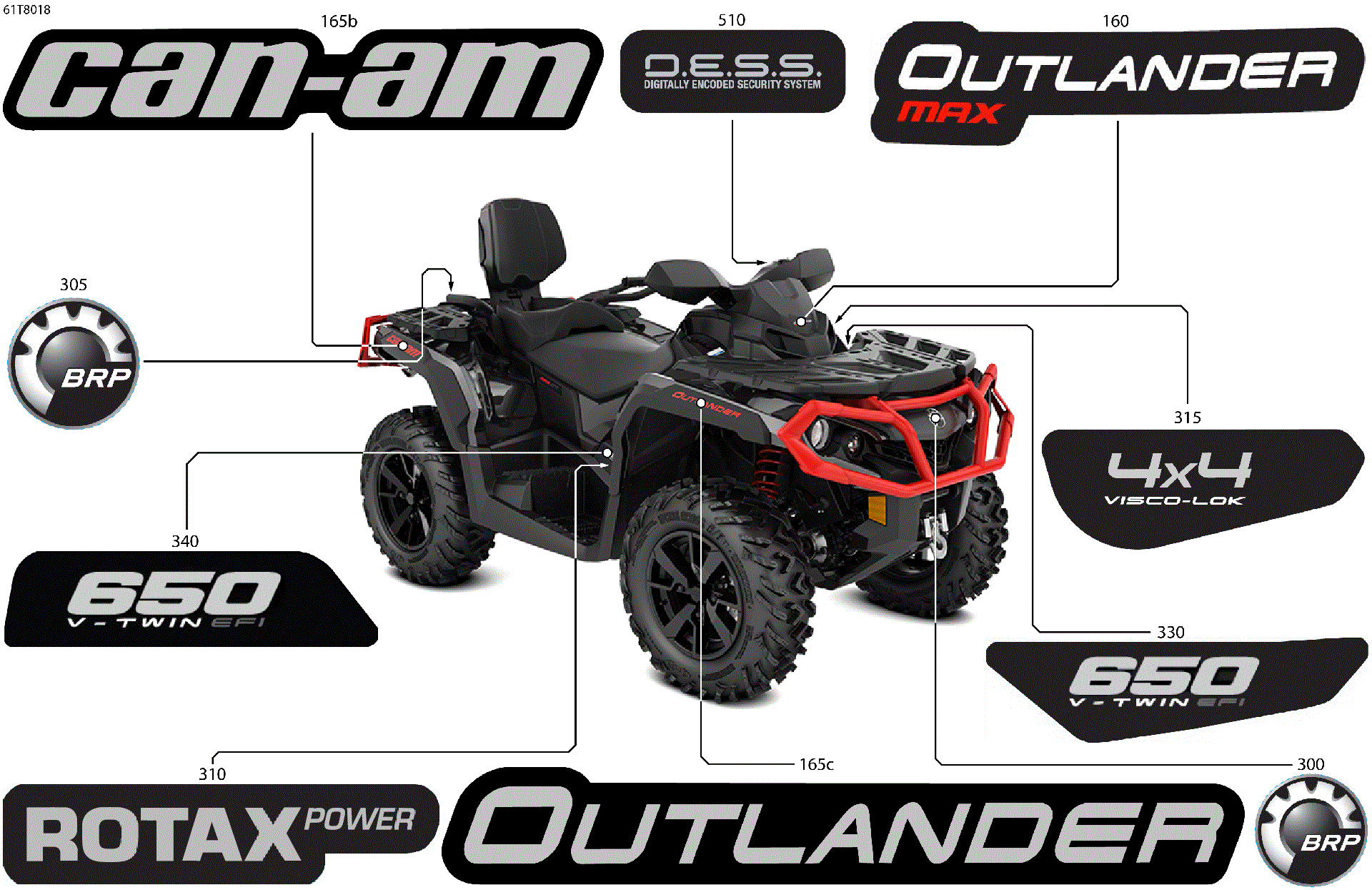 An Image of a Genuine Can-Am Parts Schematic Diagram showing the schematic - BODY - FEATURE DECALS
