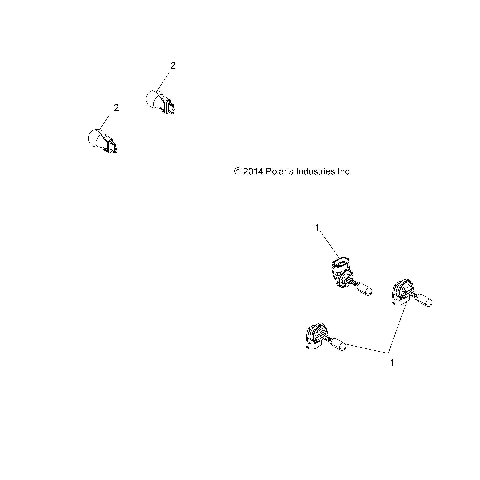 An Image of a Genuine Polaris Parts Schematic Diagram showing the schematic - ELECTRICAL: BULBS - 2020 POLARIS SPORTSMAN 570 EPS UTILITY