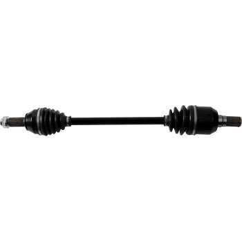 The Yamaha Axle Kit Complete Standard Rear Left & Right RMAX by Moose Offroad features chrome-moly steel shafts with jointed ends and rubber boots on both sides, crafted with precision-ground components, isolated on a white background.