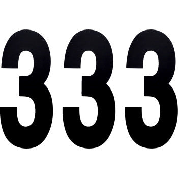 The image displays the FX Number 3 Black 8" by Factory Effex, featuring a bold black number "3" on a white background, similar to adhesive-backed vinyl for number changes.