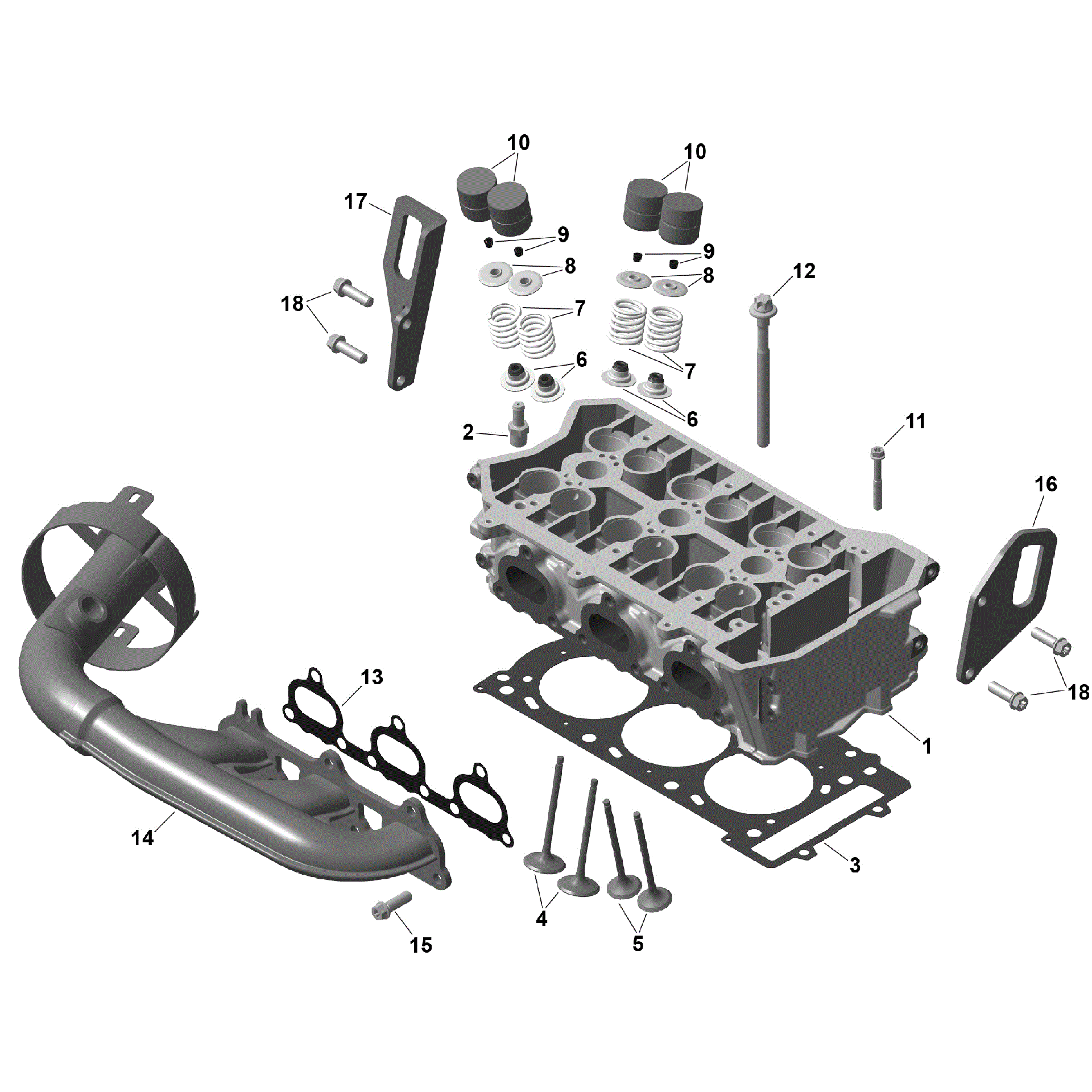 An Image of a Genuine Can-Am Parts Schematic Diagram showing the schematic - ROTAX - CYLINDER HEAD