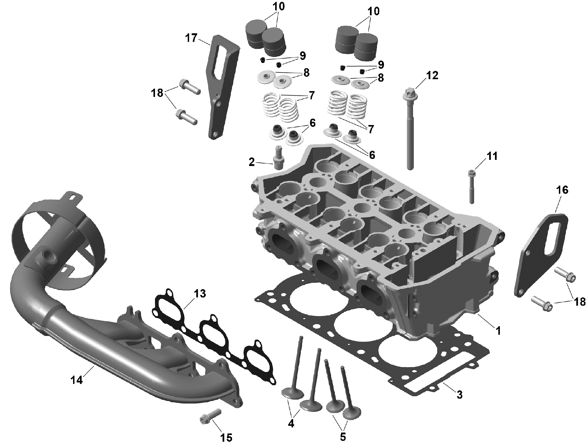 An Image of a Genuine Can-Am Parts Schematic Diagram showing the schematic - ROTAX - CYLINDER HEAD
