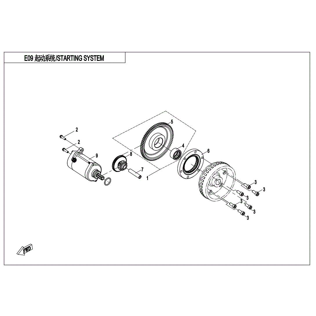 An Image of a Genuine CFMOTO Parts Schematic Diagram showing the schematic - STARTING SYSTEM - 2020 CFMOTO UFORCE 500