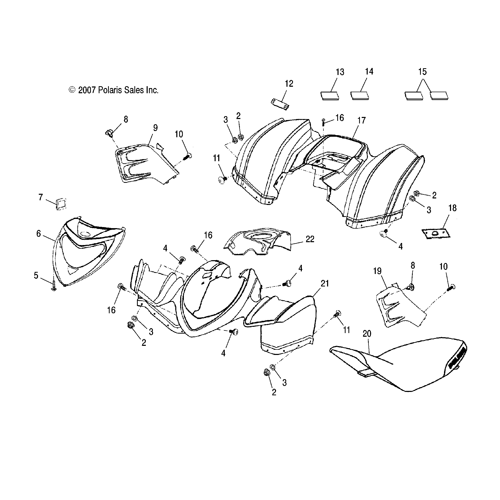An Image of a Genuine Polaris Parts Schematic Diagram showing the schematic - BODY: CAB and SEAT - 2026 POLARIS PHOENIX 200