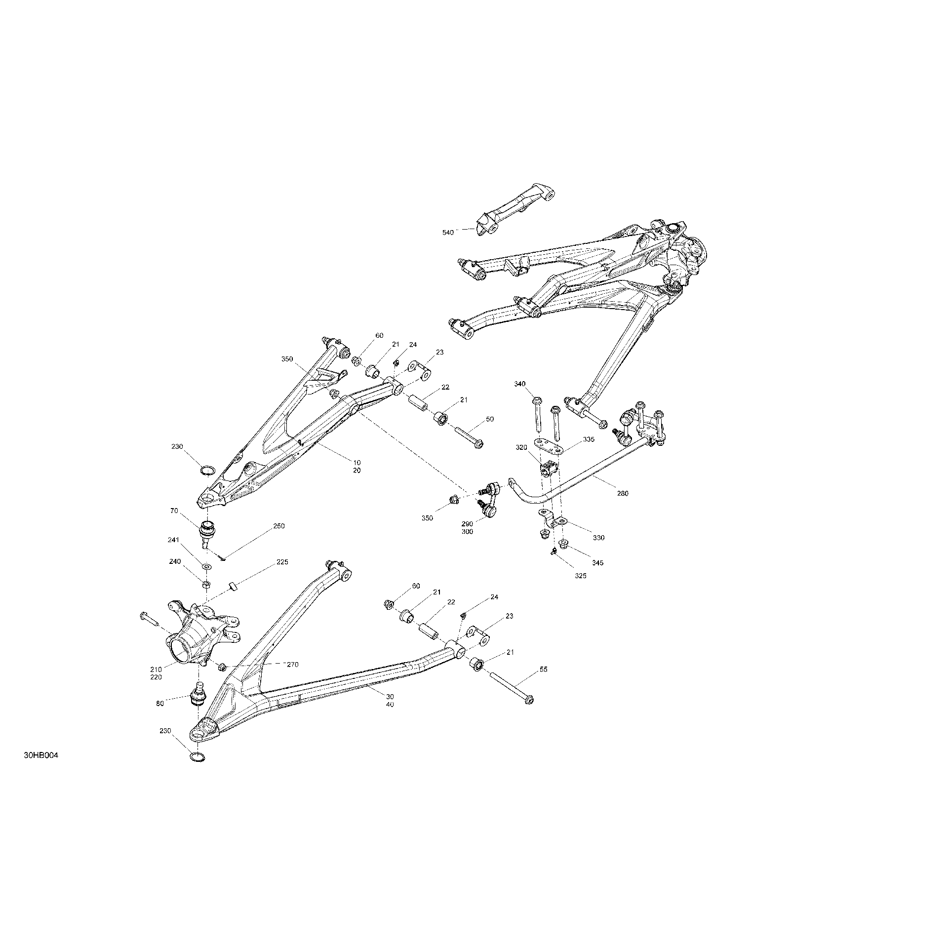 An Image of a Genuine Can-Am Parts Schematic Diagram showing the schematic - SUSPENSION - FRONT COMPONENTS