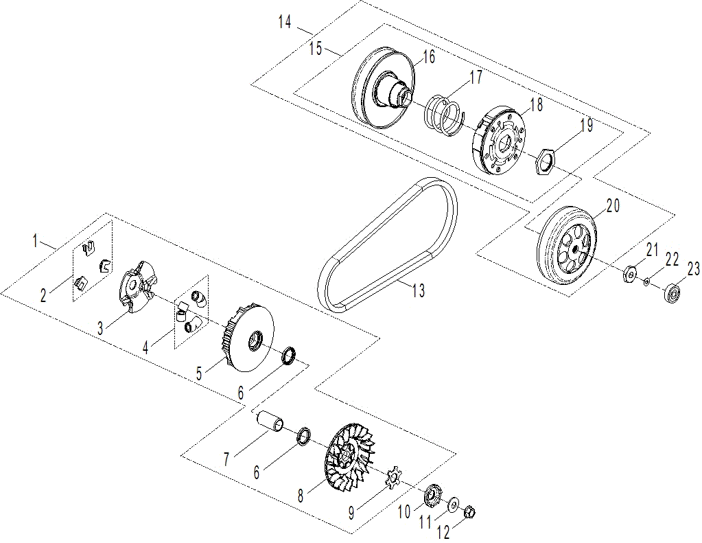 An Image of a Genuine Can-Am Parts Schematic Diagram showing the schematic - DRIVE - DRIVE CLUTCH 110