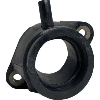 The Arctic Cat Replacement Intake Boot by Quad Logic is a black rubber manifold boot with an integrated seal, two mounting holes, and a top cylindrical tube—engineered as a direct replacement for engine or carburetor connections.