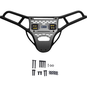 Polaris RZR XP 1000 Front Bumper Skid Plate with Amber Lights Black by Ravek