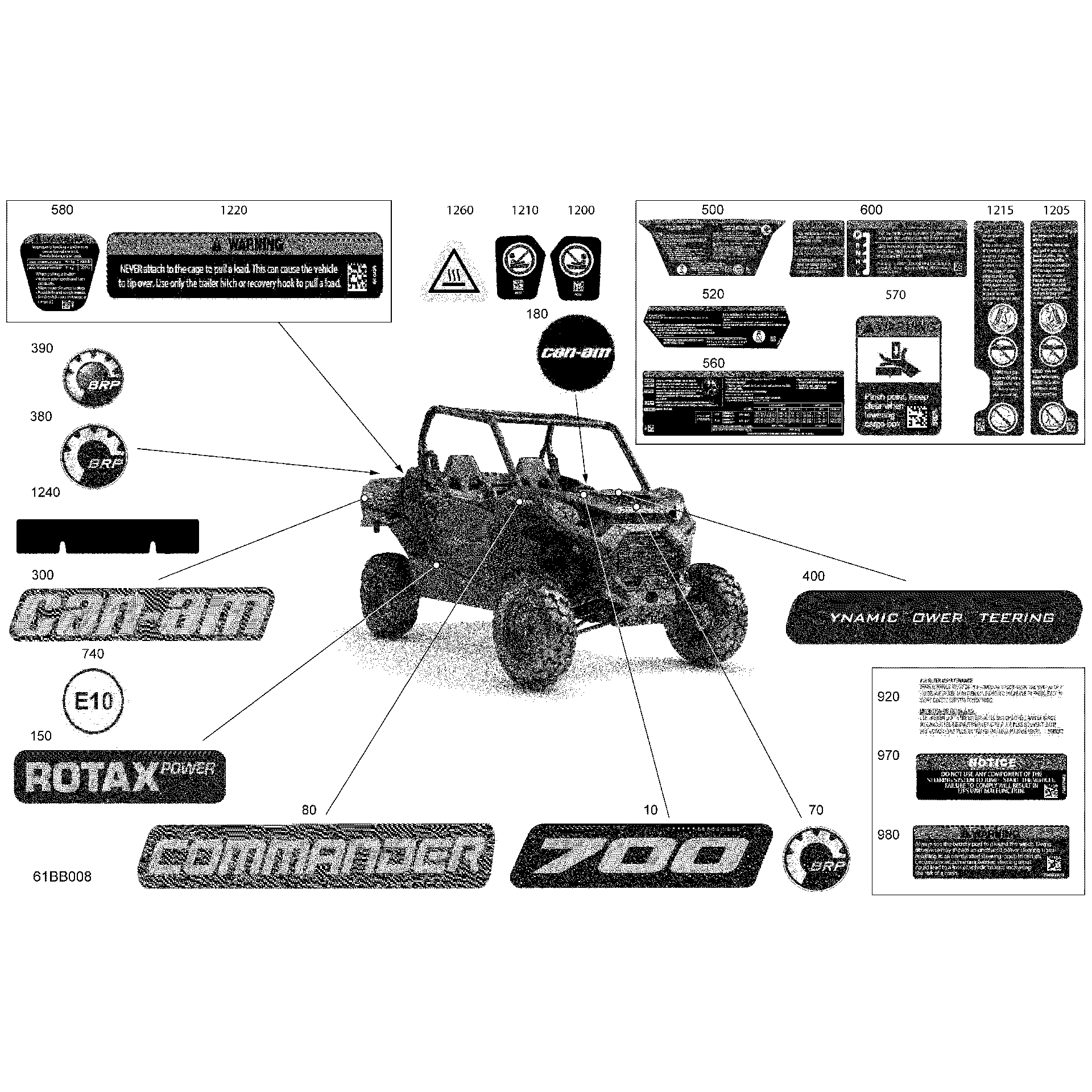 An Image of a Genuine Can-Am Parts Schematic Diagram showing the schematic - BODY - DECALS