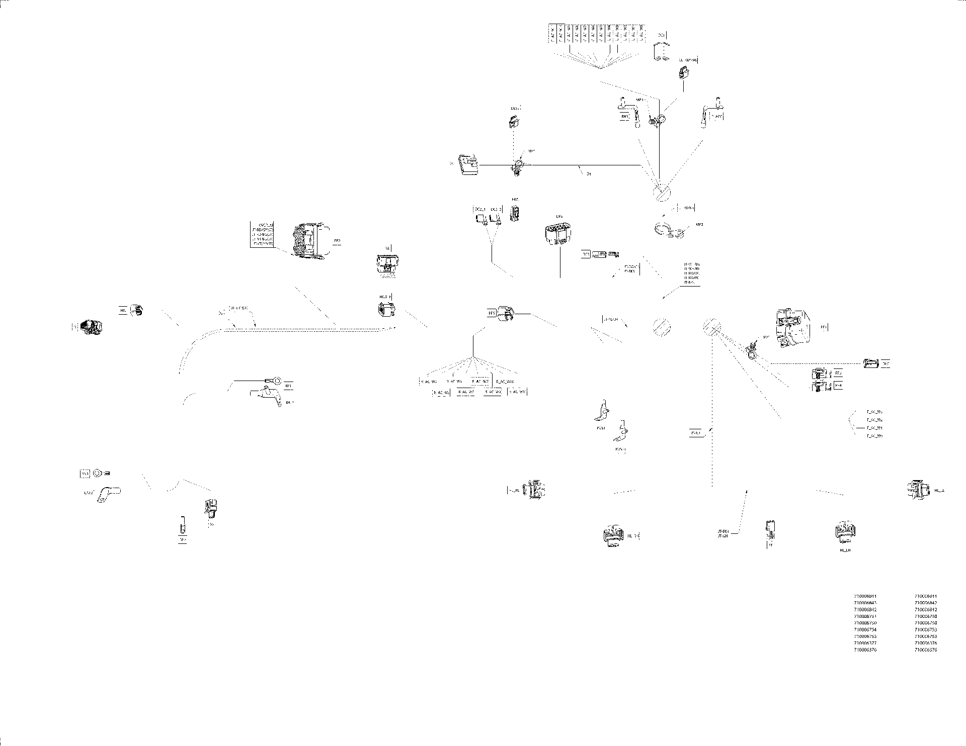 An Image of a Genuine Can-Am Parts Schematic Diagram showing the schematic - ELECTRIC - MAIN HARNESS - 710006376