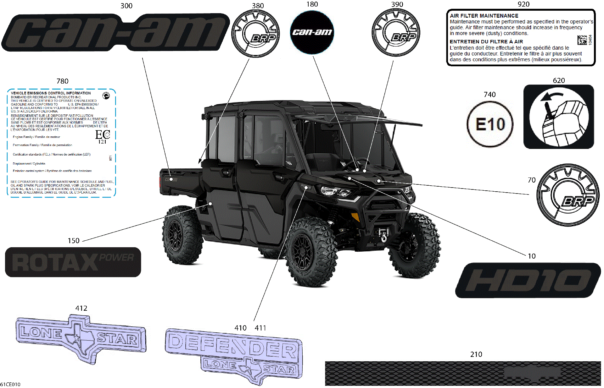 An Image of a Genuine Can-Am Parts Schematic Diagram showing the schematic - BODY - DECALS