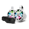 Extreme Tower 2-Pack 8" Speaker, 1 Speaker With Built-In Amp & Battery, 1 Non-Amp Speaker White by EcoXGear