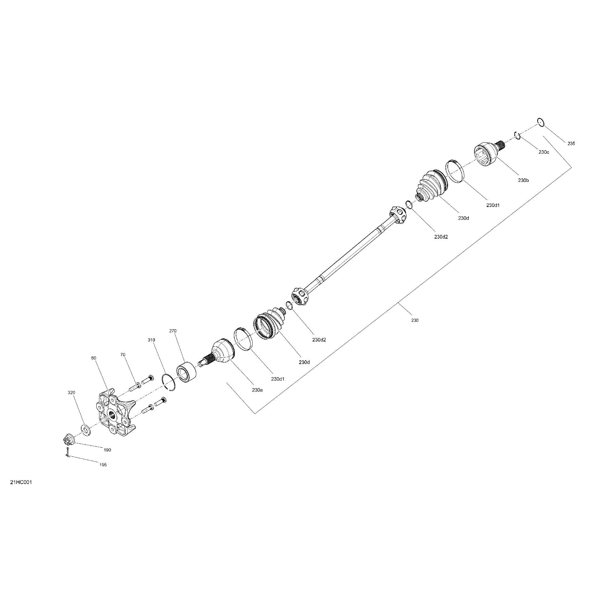 An Image of a Genuine Can-Am Parts Schematic Diagram showing the schematic - DRIVE - REAR - COMMON PARTS