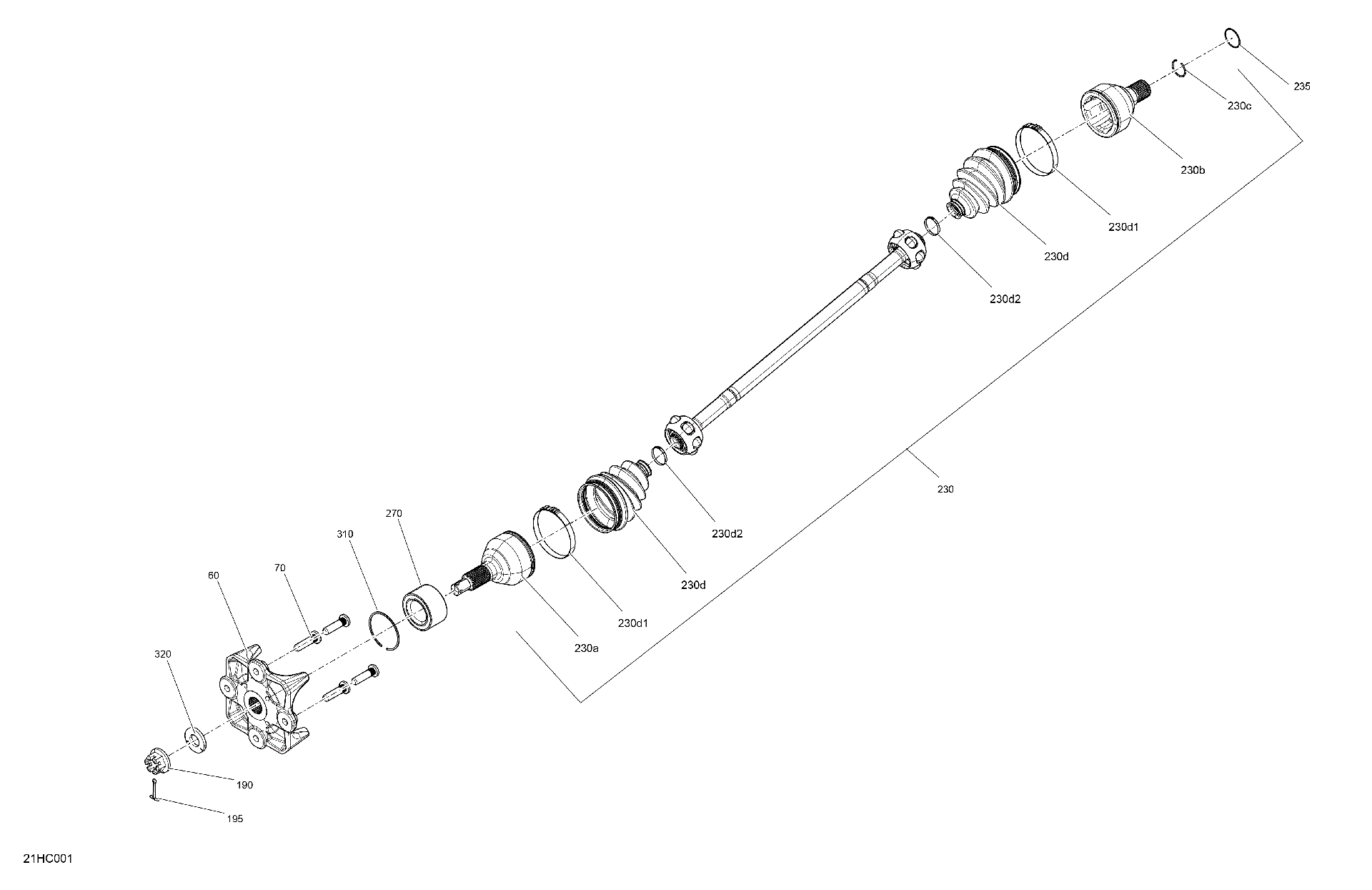 An Image of a Genuine Can-Am Parts Schematic Diagram showing the schematic - DRIVE - REAR - COMMON PARTS