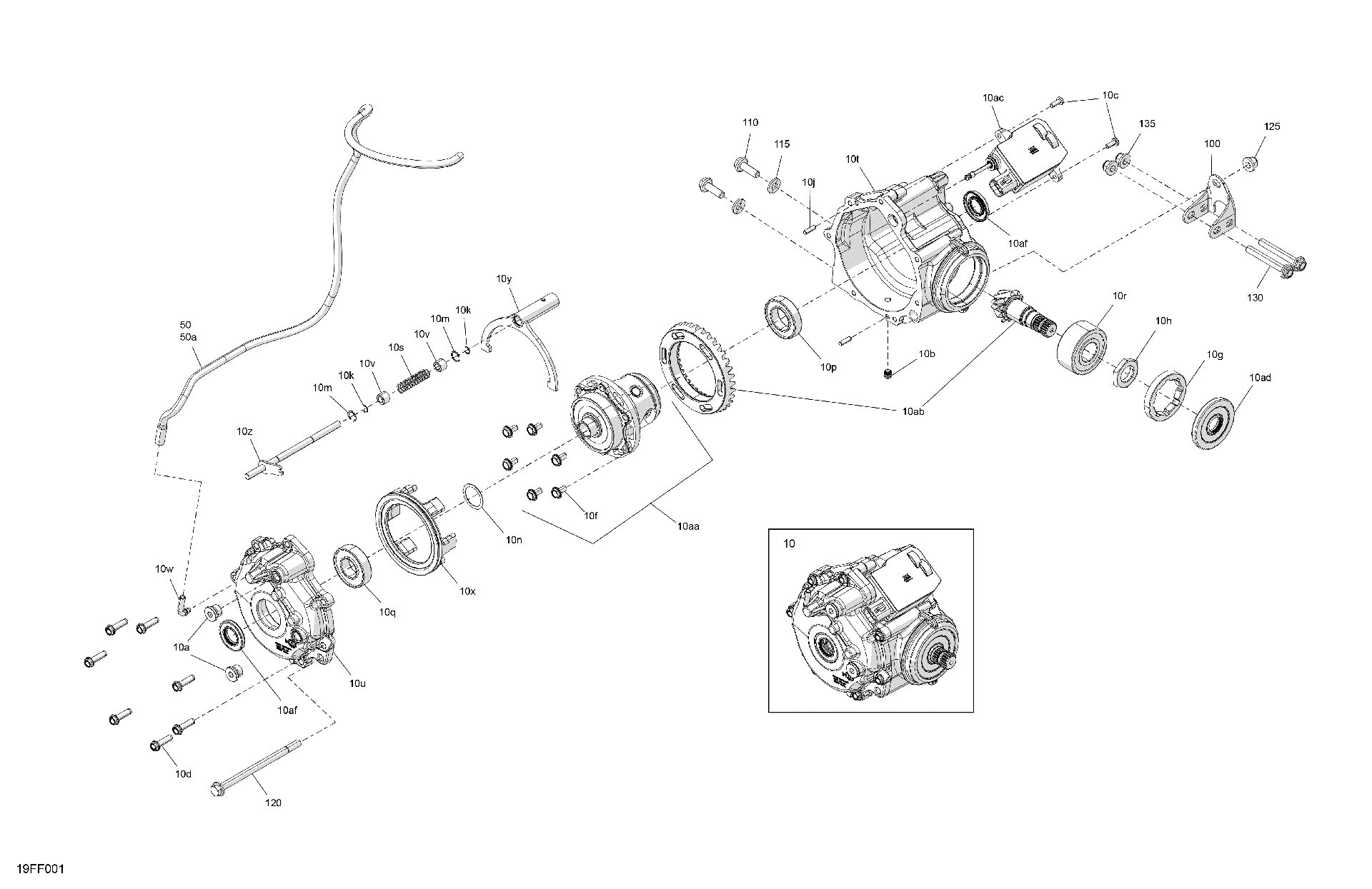 An Image of a Genuine Can-Am Parts Schematic Diagram showing the schematic - DRIVE - FRONT - DIFFERENTIAL PARTS
