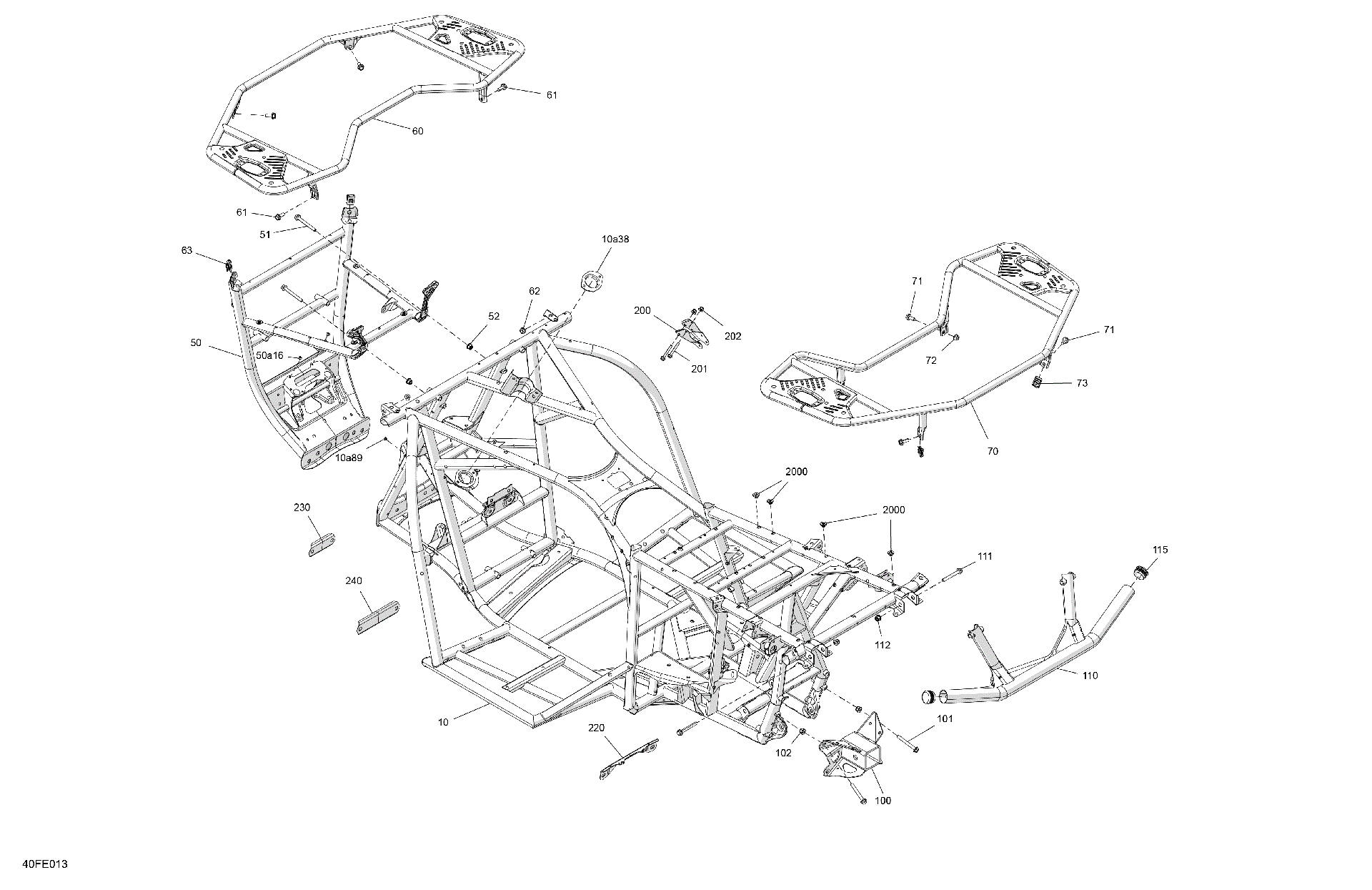 An Image of a Genuine Can-Am Parts Schematic Diagram showing the schematic - FRAME - SYSTEM
