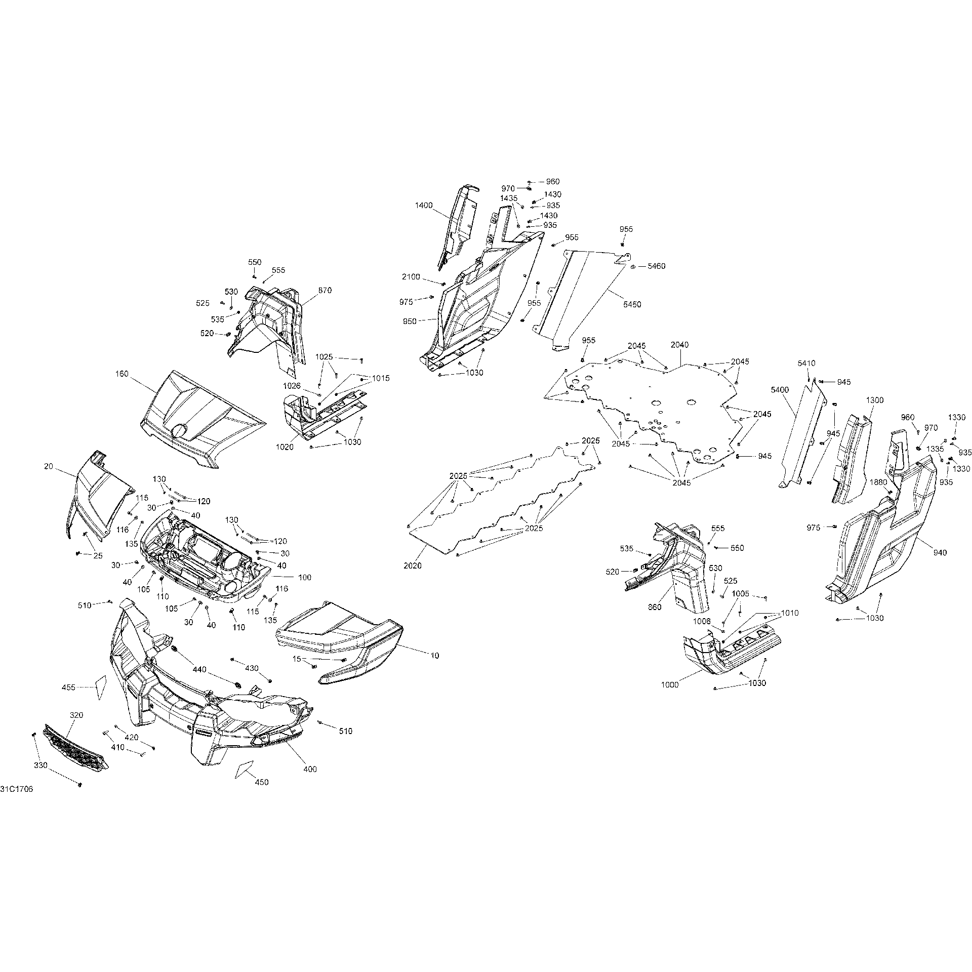 An Image of a Genuine Can-Am Parts Schematic Diagram showing the schematic - BODY AND ACCESSORIES