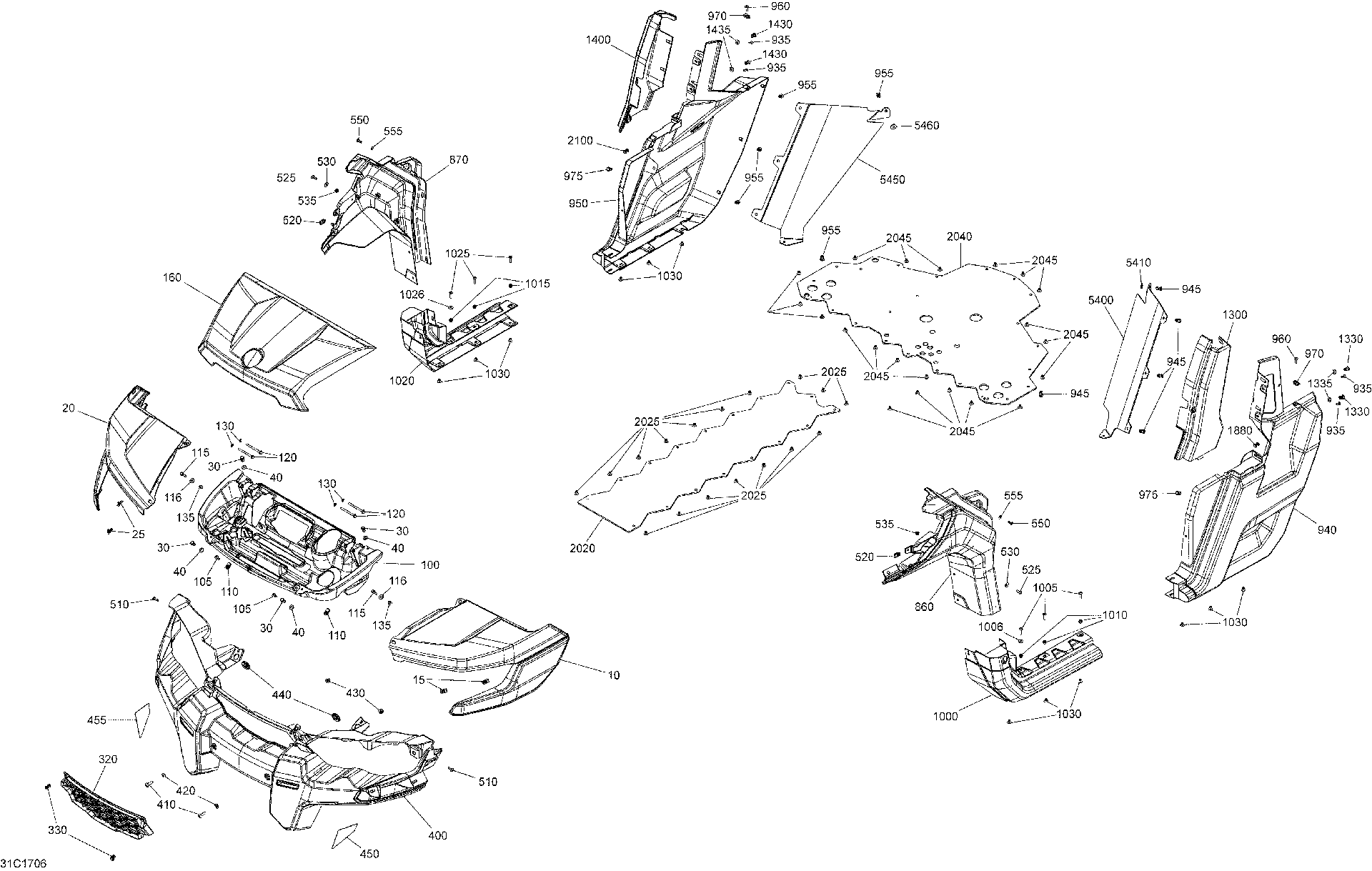 An Image of a Genuine Can-Am Parts Schematic Diagram showing the schematic - BODY AND ACCESSORIES