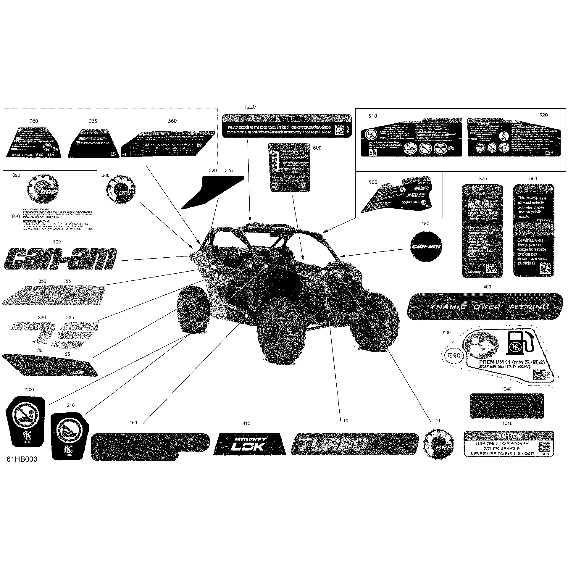 An Image of a Genuine Can-Am Parts Schematic Diagram showing the schematic - BODY - DECALS
