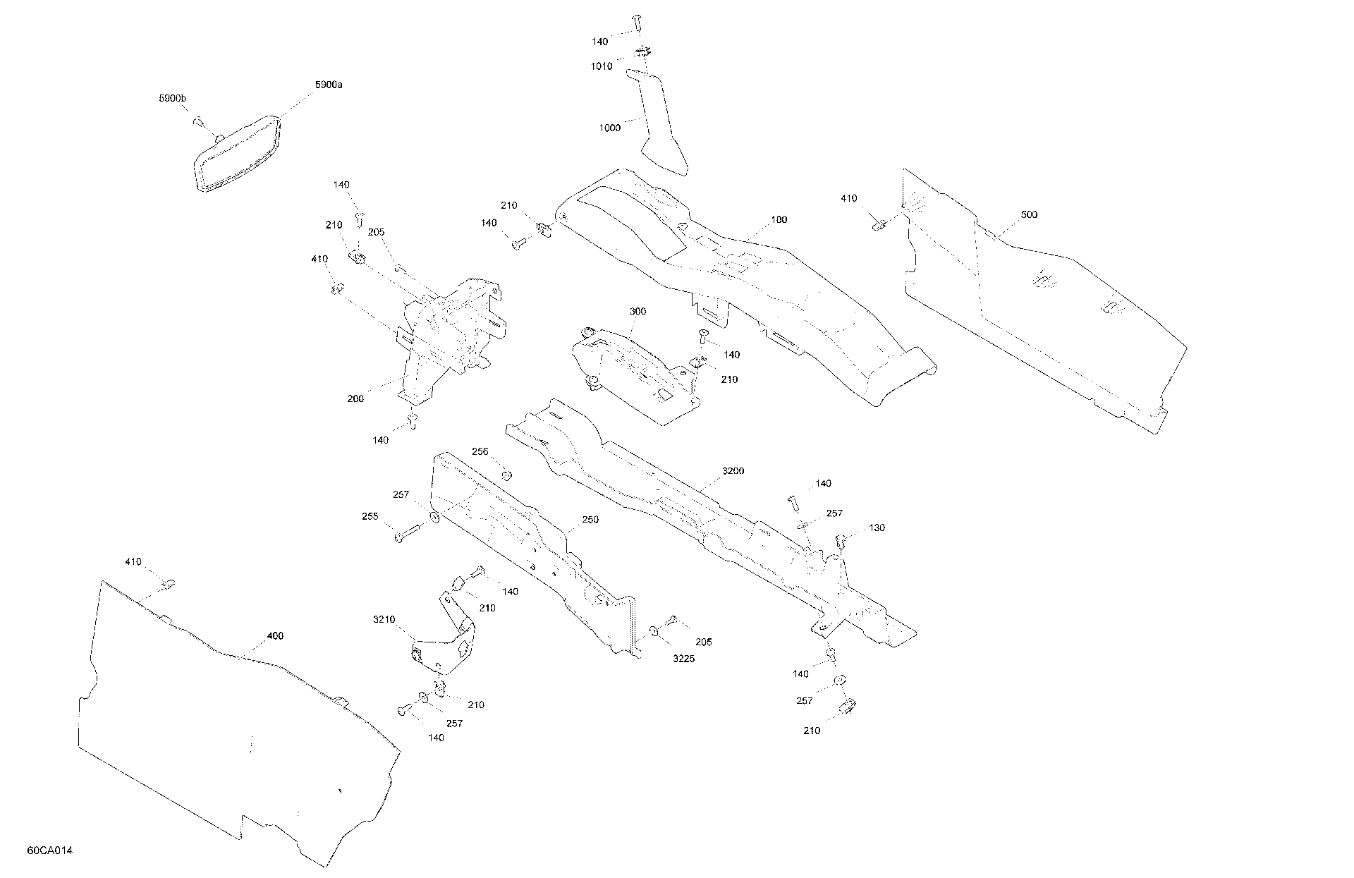 An Image of a Genuine Can-Am Parts Schematic Diagram showing the schematic - BODY - CAB INTERIOR - CENTER CONSOLE
