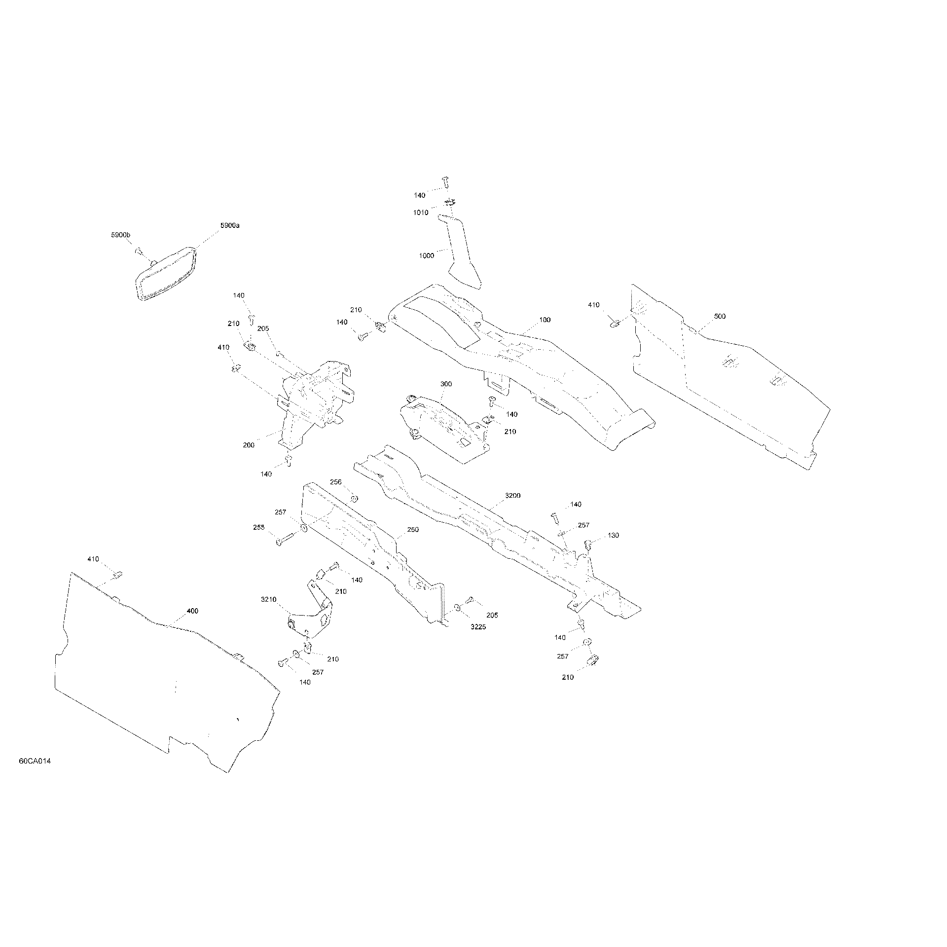 An Image of a Genuine Can-Am Parts Schematic Diagram showing the schematic - BODY - CAB INTERIOR - CENTER CONSOLE