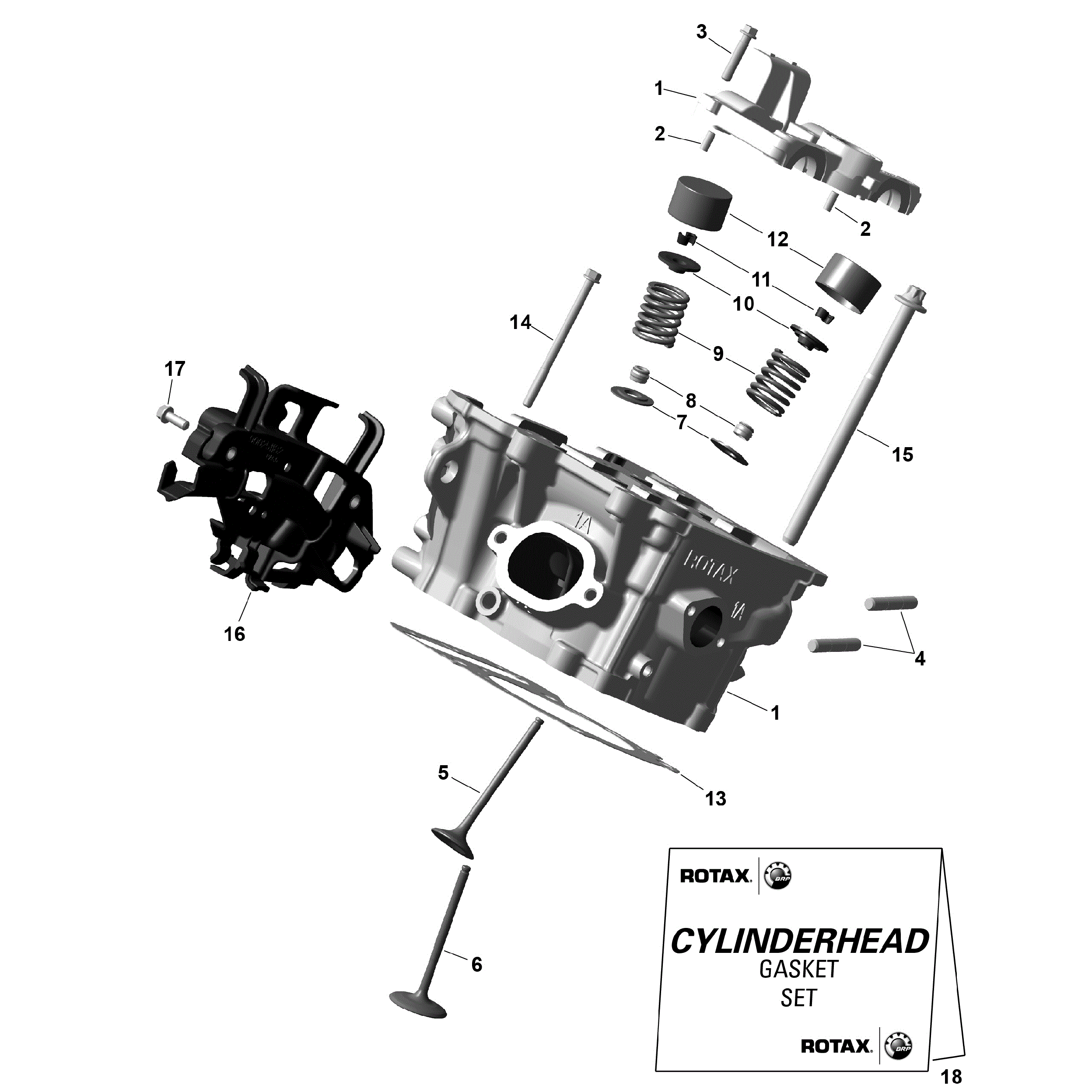 An Image of a Genuine Can-Am Parts Schematic Diagram showing the schematic - ROTAX - CYLINDER HEAD